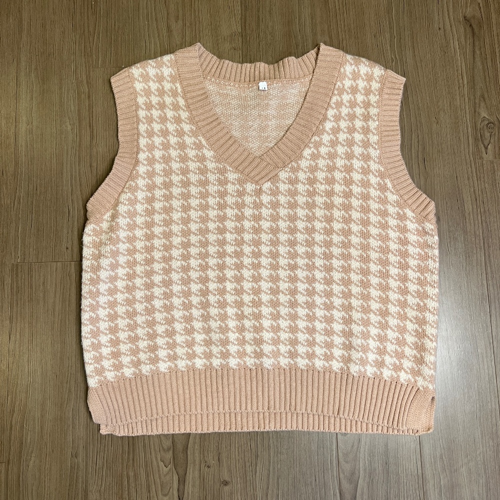 Oversized V Neck Knitted Sweater Vest MEDIUM